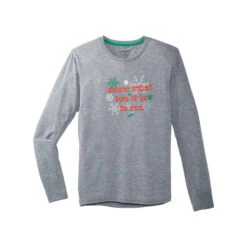 Brooks Men's Run Merry Distance Longsleeve - Heather Ash/Run Merry (211404047) -BROOK Style Shop 211404 047 LF Run Merry Distance Graphic LS