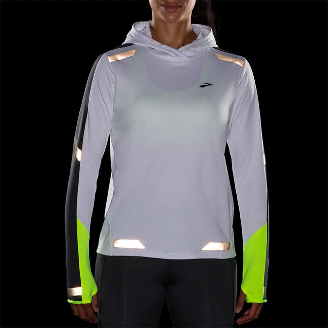 Brooks Women's Run Visible Thermal Hoodie - White/Asphalt/Nightlife (221559134) 6 Brooks Women's Run Visible Thermal Hoodie - White/Asphalt/Nightlife (221559134) - Image 4
