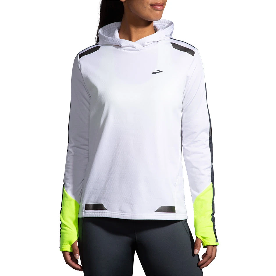 Brooks Women's Run Visible Thermal Hoodie - White/Asphalt/Nightlife (221559134) 3 Brooks Women's Run Visible Thermal Hoodie - White/Asphalt/Nightlife (221559134)