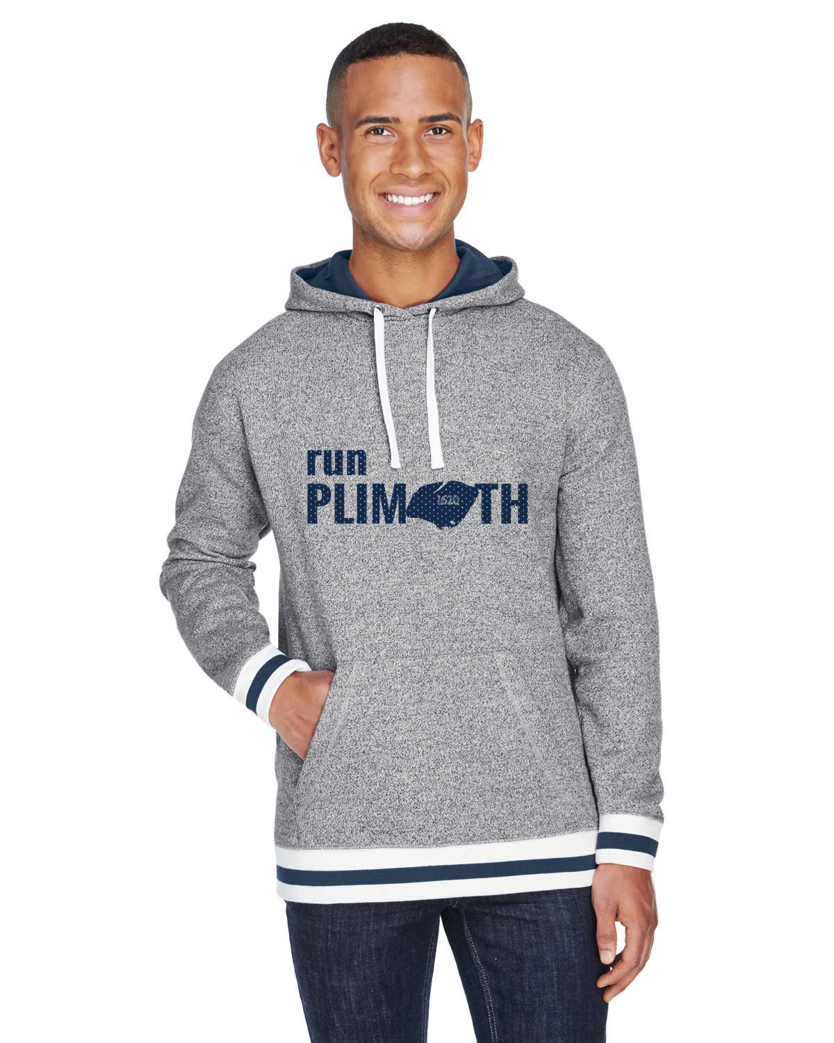 Marathon Sports Unisex Run Plymouth Hoodie - Pepper/Navy (TS-RUNPLIMOTHPN) 3 Marathon Sports Unisex Run Plymouth Hoodie - Pepper/Navy (TS-RUNPLIMOTHPN)
