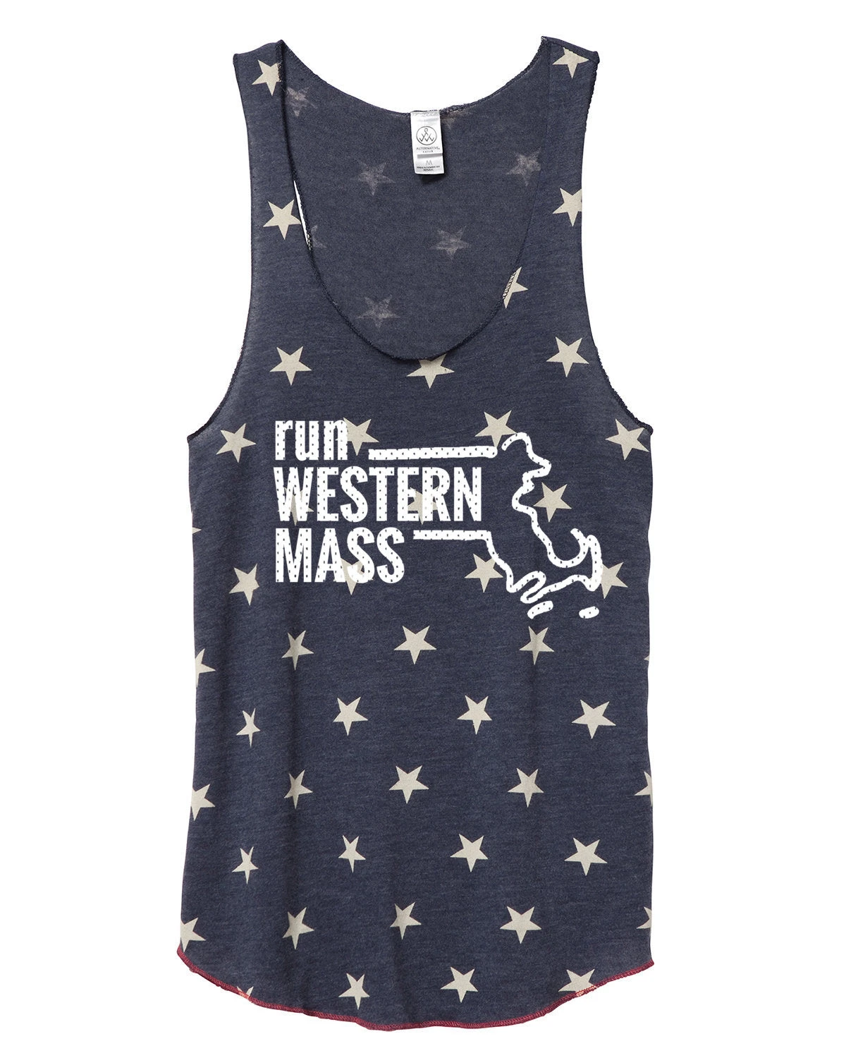 Women's Western Mass Racerback Stars And Stripes Tank - Navy Blue (RUNWEST-AA1927P-S) 4 Women's Western Mass Racerback Stars And Stripes Tank - Navy Blue (RUNWEST-AA1927P-S) - Image 2